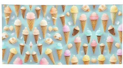Party-Banner mit Eis- und Waffelmuster, Banner für alle Veranstaltungen, helle Flaggen für Geburtstag, Erntedankfest und mehr