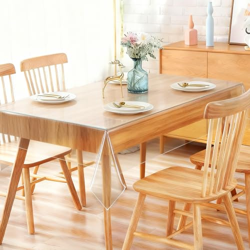 ANKUOFUA Tovaglia In PVC Trasparente, Spessore 0,13 Mm, Lavabile, Impermeabile, Pellicola Protettiva Per Tavolo, Rettangolare, 90 X 160 Cm, Per Matrimonio