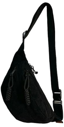 Gyios Schultertasche Damen Fanny Pack Casual Cord Gürtel Taschen Frauen Weibliche Banana Taille Tasche Hüfte Geldbörse Schulter Crossbody Brust Tasche-schwarz