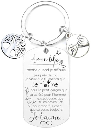 XWXWXW Cadeau à mon Fils Porte-clés Fils de Papa Maman Enfants Cadeau d'anniversaire Noël de fin d'études universitaire,Cadeaux Adolescent Garçon