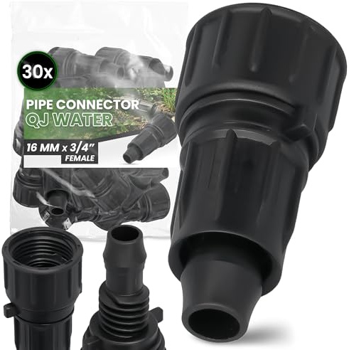 Instalguru 30x Raccord Compression PE QJ 16x3/4'' Femelle Connecteur Arrosage Goutte à Goutte Union Tuyau Irrigation Jardin Polyéthylène Microirrigation Fileté Agriculture Plastique Noir