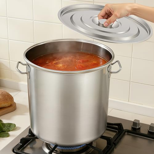CAIYGG Edelstahl Suppentopf 50L Induktion, 40cm Höhe, 3,0cm Wandstärke, Großküchen Topf für Gastronomie, Profiküche, Catering, Leicht zu Reinigen, Großes Fassungsvermögen