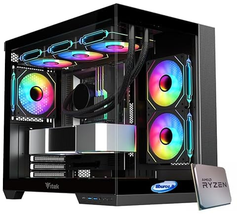 Tiburcc Gaming PC doppia camera 3xFan R5 7500F 32GB RAM 1TB NVMe WIFI Bluetooth (RX 9060XT 16GB)