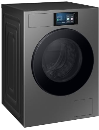 Samsung WF90H09C4ST2 Waschmaschine, 9 kg, AI Wash, 7 Zoll Touchdisplay | Smarte, energiesparende Waschmaschine mit AI Ecobubble und QuickDrive, 65 % effizienter als Energieklasse A, Dark Silver