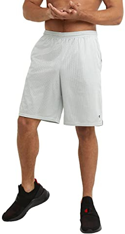Champion mens 9 Shorts, Mesh Shorts, 9, Mesh Basketball Shorts, Mesh Gym running shorts, Athletic Gray-407q88, X-Large US