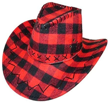 Trendmaus COWBOYHUT WESTERNHUT AUSTRALIEN Texas Hut, wählen:schw/rot kariert 33