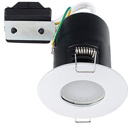 MiniSun | Fire Rated White Domed GU10 Ceiling Downlights | Bath Recessed Lighting, Home Décor & Improvement Essential | Pack of 4