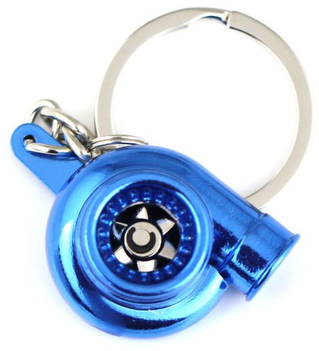 Maycom Kreativ Spinnen Neu Turbo Turbolader Schlüsselanhänger Ring Auto teile modell Schlüsselring (Blau eloxiert)
