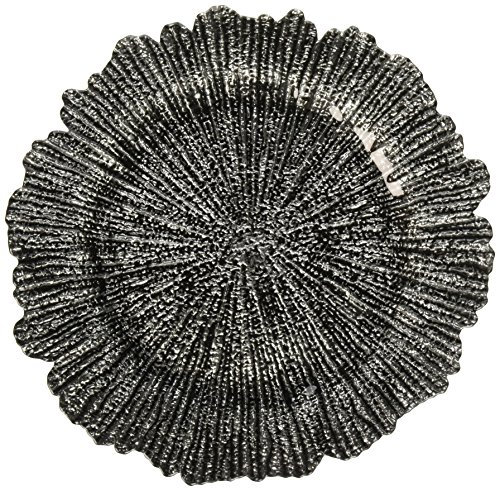 ChargeIt by Jay Reef Glass Charger Plate, Silver/Black