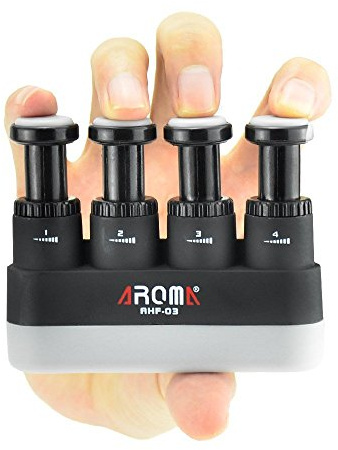Fingerstärker, 4 Spannungen, verstellbarer Handgriff, ergonomischer Silikon-Trainer für Gitarre, Klavier, Trigger, Fingertraining, Arthritis-Therapie und Griff, Klettern (AHF-03)