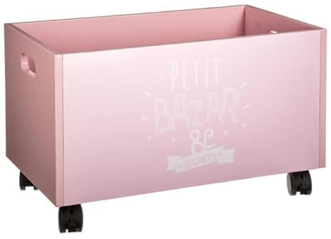 Paris Prix Atmosphera for Kids - Coffre à Jouets à roulettes Petit Bazar 48cm Rose