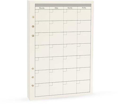 6 Ring Binder Refill, Undated A5 Planner Inserts, Monthly Planner Refill for Compatible with Filofax, Tracker Book, 45sheets/90pages, Harphia(A5 5.59 x 8.27'',Monthly)