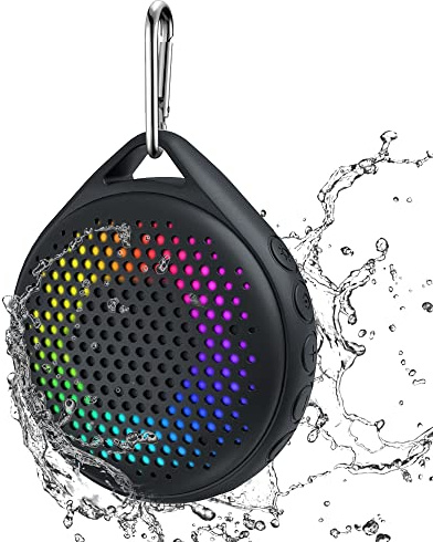 AVWOO Enceinte de douche Bluetooth étanche IP67 avec lumière RVB, haut-parleur Bluetooth portable avec son Hi-Fi et micro intégré, prise en charge de carte TF, haut-parleur sans fil pour la maison,