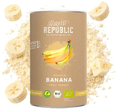 HARVEST REPUBLIC Bio-Bananenpulver aus gefriergetrockneten Früchten | Perfekt für Smoothie Bowls, Porridge und Frühstücksbowls | 100% Fruchtpulver ohne zugesetzten Zucker (150 g)