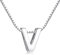 Candyfancy Buchstaben Kette - Buchstabenkette Kette mit Buchstabenanhänger Silber Halskette Kettenanhänger Initialen Silberkette Damen 925 (Kette mit buchstabe V)