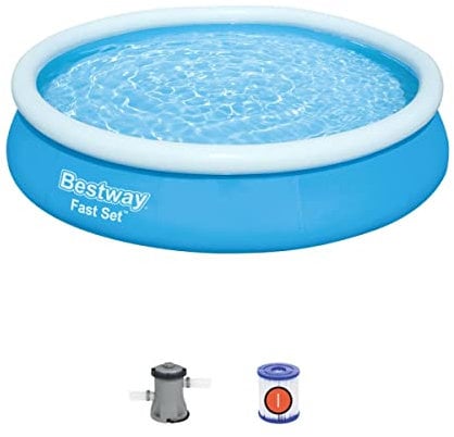 Bestway 12ft Fast Set Pool | Above Ground Swimming Pool for Kids and Adults, Complete Inflatable Pool Set with Filter Pump, 5,377L