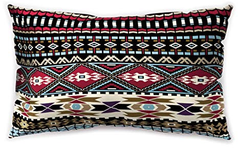 Hengjiang Kissenbezug im afrikanischen Ethno-Stil, rechteckig, geometrischer Druck, doppelseitig, weich, Plüsch, 30 x 50 cm, Orange/Braun, Polyester, 14, About 50 * 30cm