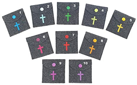 1 Rosenkranztäschchen aus Wollfilz in anthrazith Kreuz Farbe wählbar | Farbe wählbar, 1 Stück