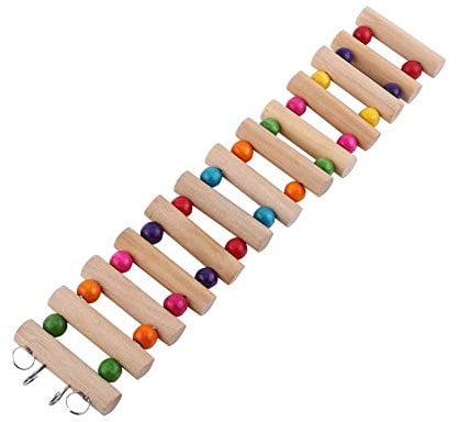 3 Tamaños Escalera colgante para mascotas Escaleras de hámster Puente colgante de madera Pasos Escaleras Escalada Columpio Escalera de escala Puente de aves Hamster Roedor Juguetes (L(13pcs,6*30cm))