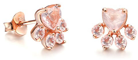 Katzenpfoten-Ohrringe Sterling-Silber 925 Niedliche Hund Pfoten Ohrringe Das beste Geschenk für Katzenliebhaber ideal für Weihnachten (Roségold)