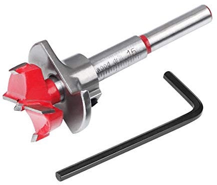 flintronic Brocas forstner, Brocas madera,15mm Juego de Brocas de Posicionamiento Ajustable, Orificio para Carpintería Cementada Sierra con Taladro Profundidad Rango de Profundidad 10~40mm