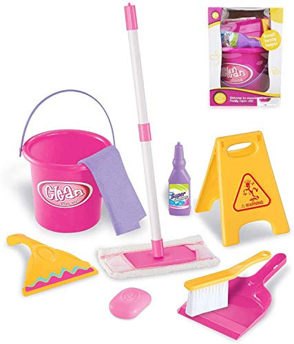Koolbitz Floor Cleaning Sweeping Playset With Mop Broom Brush Dustpan Childrens Interactive Pretend Role Play Toys Household Items For Kids 3+ Years
