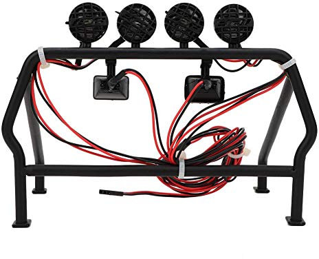 Tbest RC Auto Überrollkäfig, Metall Überrollkäfig mit 6 LED Leuchten für SCX10 1/10 Axial 4WD RC Car