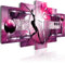 B&D XXL - Quadro Astratto 225x112 cm 5 Pezzi - Stampa su Tela in TNT Tessuta XXL Grande - Quadri Moderni Componibili Camera da Letto Matrimoniale - Stampe da Parete Arte - viola argento 020101-222