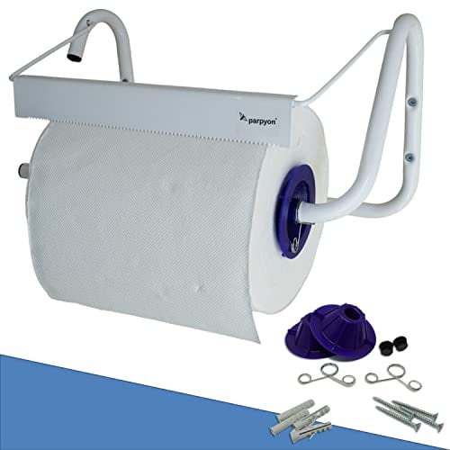 Parpyon® Porte-rouleau de papier essuie-tout industriel mural porte-serviettes pour essuie-tout, idéal pour la cuisine, le garage, la salle de sport, pour bobine de papier (mod. 1)