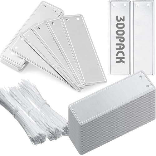 300 Pieces Aluminium Plant Labels Double-Sided Metal Plant Labels Waterproof Metal Labels with Wires for Indoor Outdoor Gardening Supplies