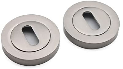 Oval Profile Round Concealed Escutcheon Keyhole Covers with Screws in Various Finishes (Satin Nickel)