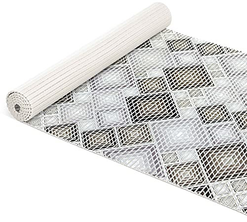 ANRO Badematte Weichschaummatte Bad- und Duschvorleger Antirutsch Badläufer Patchwork Graublau 1000x65cm (10m)
