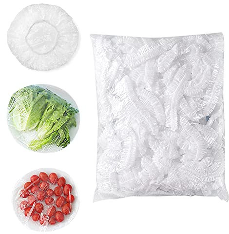 Homelove 100pcs Plastic Bowl Covers, Elastic Reusable Plastic Wrap Food Covers Stretch Reusable Fresh Keeping Bag Plate Covers Stretch Wrap Elastic Food Storage Bowl Covers Bread Proofing