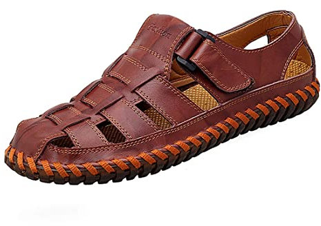 Moodeng Sandales Homme Cuir Fermé Chaussure de randonnée Confort Été Extérieur Sports Trekking