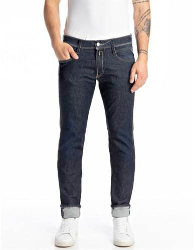 REPLAY Men's Anbass Recycled Jeans, 007 Dark Blue, 31 W/32 L