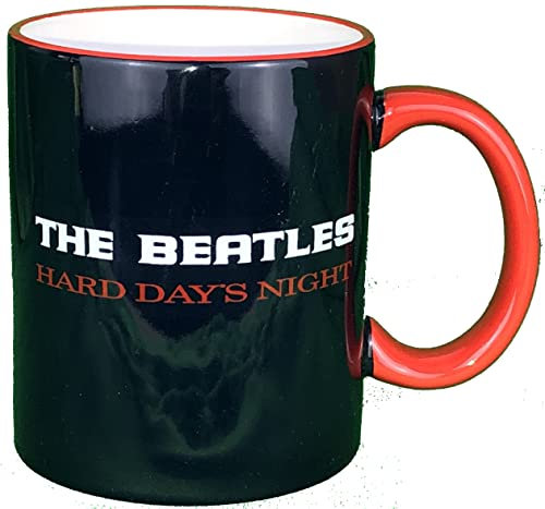 Beatles Taza con texto en inglés Hard days night, color azul marino