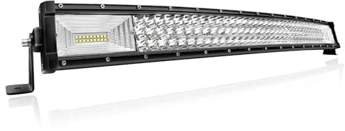 PICAA LED Lichtleiste KFZ, Gebogen 32 Zoll 405W LED Arbeitsscheinwerfer 12V 24V, 6000K Weiß Lightbar Zusatzscheinwerfer Auto Offroad Beleuchtung für SUV, LKW, 4x4, Traktor, ATV