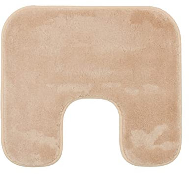 Gözze - Premium Rutschfester Badteppich mit Ausschnitt, RIO, 100% Microfaser, Ideal als WC-Vorlage für Standtoilette, 50 x 45 cm - Sand