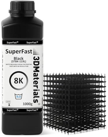 SuperFast 8K 1000g Schwarz 22um Auflösung Wasserabwaschbares Harz, 0,5 Sek. Druck (50 um), hergestellt in Korea von 3DMaterials
