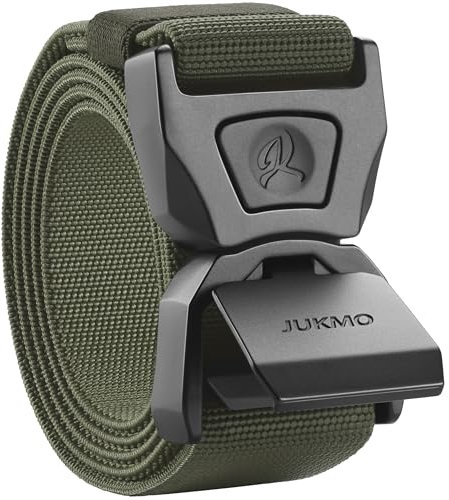 JUKMO Schnellverschluss Taktischer Gürtel, Militär Wandern 3,8cm Arbeit Gürtel mit Schwere Sicherheitsgurt Schnalle (Grün, S-für Taille 75cm-90cm (Länge 115cm))