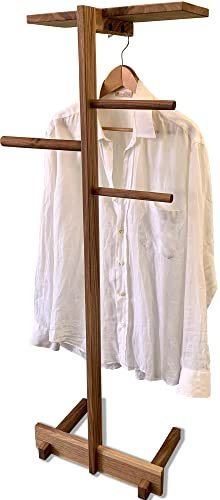 TIDYBOY Stummer Diener aus Holz, Herrendiener Schlafzimmer Möbel, Design Kleiderbutler und Modern Stiller Diener für Damen und Herren, Butler Kleiderständer und Kleiderablage Handgemacht (Nussbaum)
