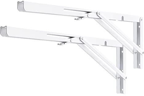 YUMORE Escuadras Abatibles 500mm,Soporte de Estante Plegable Pesado Blanco Escuadras para Estanterias de Pared Bisagras Mesa Plegable Bricolaje Ahorrar Espacio, Carga Máxima 150Kg, 2Pcs