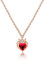 Uloveido Rose Gold Plated Heart Shaped Red Cubic Zirconia Crown Heart Pendant Choker Necklace Gifts for Women Girls Y898-Rose gold
