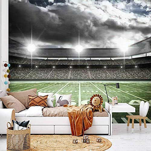VGHUYEVOGERE Modern Wallpaper Murals 3D American Football satdium Peel and Stick Removable Self-Adhesive PVC Wall Stickers for Nursery Kids Bedroom TV Wall Decor