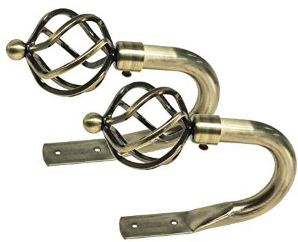 Lister Cartwright Curtain Hold Backs 2 x Metal Curtain Holdback Decorative Drapery All Fixing Inc (Metal Cage Antique Brass)