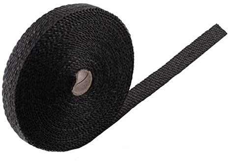 Hitzeschutzband,Auspuff Hitzeschutzband 5M/10M Motorrad Auspuffkrümmer Hitzeband Fiberglas Hitzeschild Wärmeschutz Auspuffrohr Insulat Schwarz Weiß (Color : Black 10M)