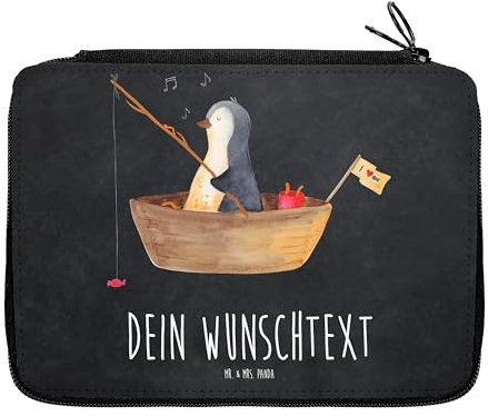 Mr. & Mrs. Panda Personalisierte Federmappe Pinguin Angelboot - Personalisierte Geschenke, Pinguine, Grundschule, Einschulung, optimistisch,