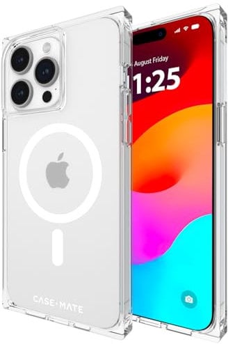Case-Mate iPhone 15 Pro Max Hülle für Frauen – kompatibel mit MagSafe – 3,6 m Fallschutz – 6,7 Zoll magnetische Hülle für iPhone 15 Pro Max – stoßfest, Kratzfeste Handyhülle – BLOX Clear
