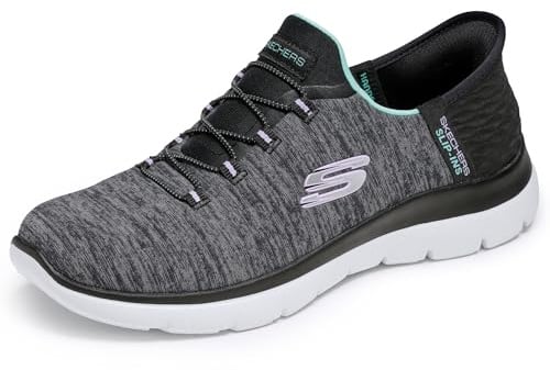 Skechers Women's Hands Free Slip-ins Summits-Dazzling Haze Sneaker, bktq Black Turquoise, 3 UK