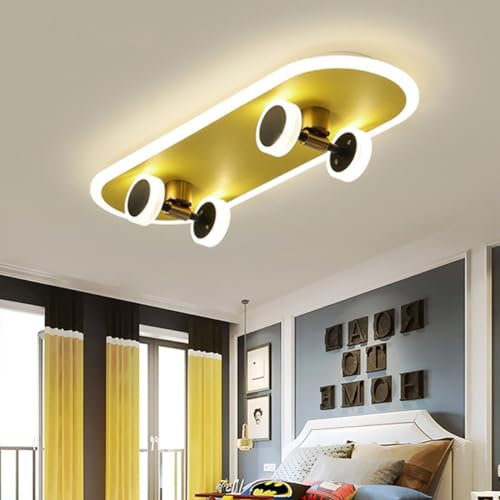 Bellastein LED Deckenlampe Modern Kinderzimmer Skateboard Design Deckenleuchte dimmbar mit Fernbedienung Jungen und Mädchen Zimmer Licht Esszimmer Wohnzimmer Schlafzimmer Hängelampen